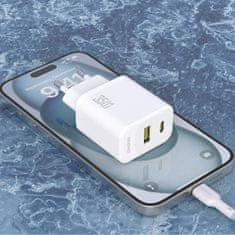 DUDAO Stenski polnilnik A27 MaxC USB-C USB-A GaN 35W - bel