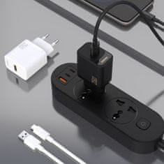 DUDAO Stenski polnilnik USB-A s kablom USB-A - USB-C GaN 25W - črn