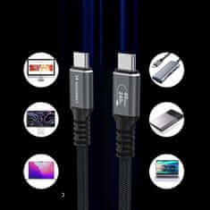 WOZINSKY USB-C Thunderbolt 4 kabel, 240 W, 2 m, 4K – črn