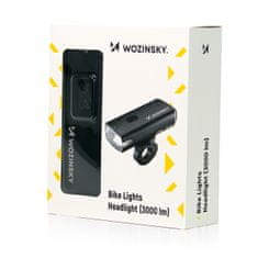 WOZINSKY Sprednja kolesarska luč z USB-C kablom 3000 lm - črna