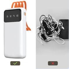 DUDAO Powerbank K6Pro 10000mAh z vgrajenimi kabli USB-C, microUSB in iPhone Lightning – črn
