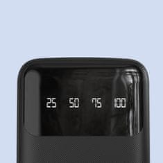 DUDAO Powerbank K6Pro+ 20000mAh z vgrajenimi kabli USB-C, microUSB in iPhone Lightning – črn