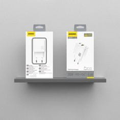 DUDAO Stenski polnilnik USB-A USB-C GaN PD 30W - bel
