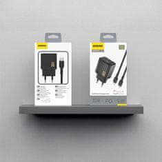 DUDAO Stenski polnilnik USB-C s kablom USB-C GaN PD 30W - črn