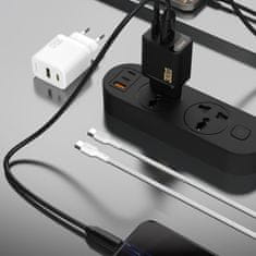 DUDAO Stenski polnilnik USB-A USB-C s kablom USB-C GaN PD 30W - bel