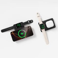 BASEUS 2-v-1 prenosna baterija 10000 mAh USB-C za iPhone Apple Watch MagSafe 27W s kablom USB-C - črna