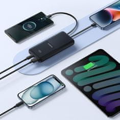 BASEUS Powerbank 10000 mAh 22,5 W z zaslonom, kabli USB-C in iPhone Lightning, Lipow – črn