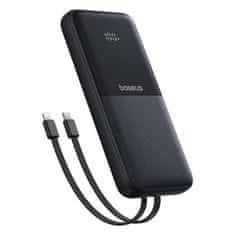 BASEUS Powerbank 10000 mAh 22,5 W z zaslonom, kabli USB-C in iPhone Lightning, Lipow – črn