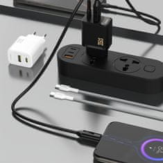 DUDAO Stenski polnilnik USB-A USB-C s kablom USB-C PD QC 35W - črn