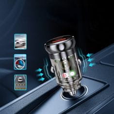 WOZINSKY Avtomobilski polnilnik USB-A, USB-C, PD, QC, 65 W – črn