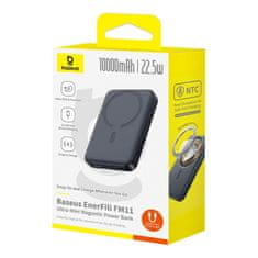 BASEUS Powerbank 10000 mAh 22,5 W s kablom USB-C EnerFill FM11 Ultra-Mini MagSafe – črn