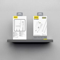 DUDAO Stenski polnilnik USB-A USB-C s kablom USB-C GaN PD 30W - bel