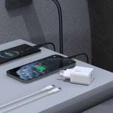 DUDAO Stenski polnilnik USB-A USB-C s kablom USB-C PD QC 35W - bel