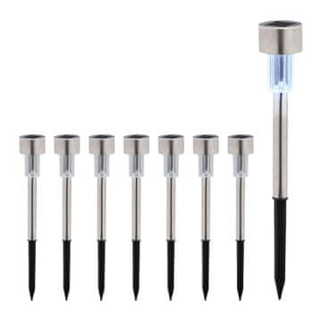 Northix Set LED solarnih vrtnih svetilk srebrna kovina senzor