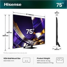 Hisense 75U7S PRO 4K UHD televizor, VIDAA Smart OS