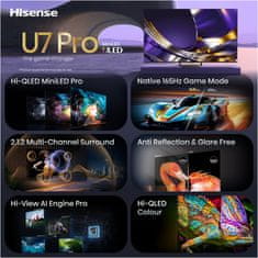 Hisense 75U7S PRO 4K UHD televizor, VIDAA Smart OS