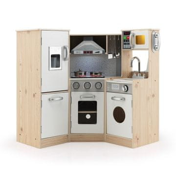 Northix Lesena otroška kotna kuhinja z lučmi zvokom MDF 105 cm