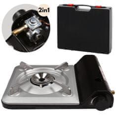 2v1 potovalni plinski kuhalnik za kartuše/jeklenke, 3,5 kW + kovček