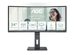 AOC CU34P3CV 34" VA WQHD 100Hz USB-C ergonomski ukrivljen pisarniški monitor 