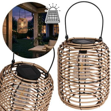 GARDEN LINE Bež sončna svetilka, viseča LED vrtna svetilka, zunanja svetilka za teraso/balkon 24 cm