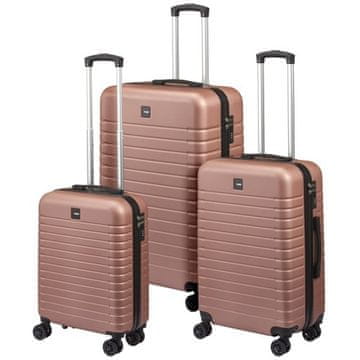 ProWorld Komplet potovalnih kovčkov KO-DG4700200 3 kosi kovinsko roza