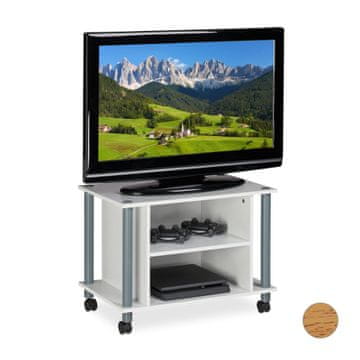 Northix TV mizica s kolesi in 2 predaloma, kompozitni les, večnamenska uporaba, gladko kotaljenje