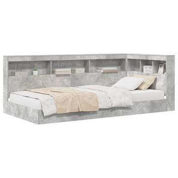 Vidaxl Polica postelja Betonsko siva 75 x 190 cm Konstruiran les