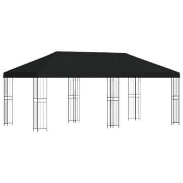 Vidaxl Vrtna paviljon 6 x 3 m Črna Poliester in jeklo 190 gsm