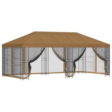 Vidaxl Paviljon s stenami 6 x 3 m Bež Poliester in jeklo 190