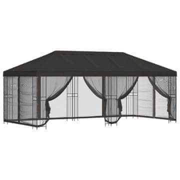 Vidaxl Paviljon s stenami 6 x 3 m Antracit Poliester in jeklo 190