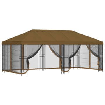 Vidaxl Paviljon s stenami 6 x 3 m Taupe Poliester in jeklo 190