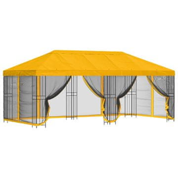 Vidaxl Paviljon s stenami 6 x 3 m Rumena Poliester in jeklo 190