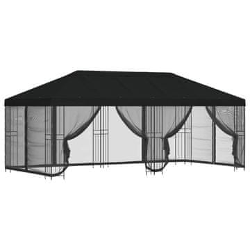 Vidaxl Paviljon s stenami 6 x 3 m Črna Poliester in jeklo 190