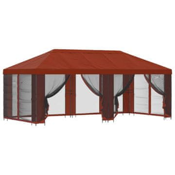 Vidaxl Paviljon s stenami 6 x 3 m Terakota Poliester in jeklo 190