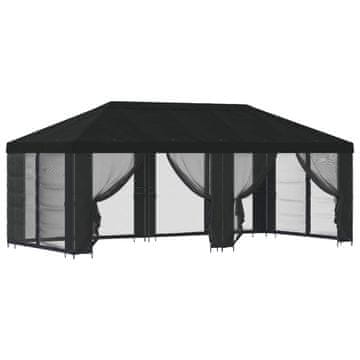 Vidaxl Paviljon s stenami 6 x 3 m Črna Poliester in jeklo 190