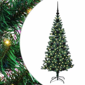 Vidaxl Umjetna preddekorirana božićna jelka med 150 LED Zelena 120 cm