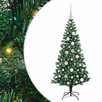 Vidaxl Umjetna preddekorirana božićna jelka med 150 LED Zelena 120 cm