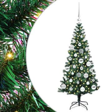 Vidaxl Umjetna preddekorirana božićna jelka med 150 LED Zelena 120 cm