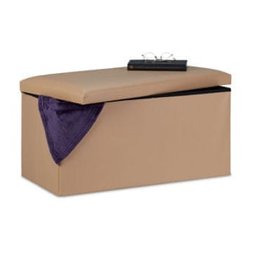 Northix Klop za shranjevanje, oblazinjen sedež, umetno usnje, naravni les, prostorsko varčno in funkcionalno