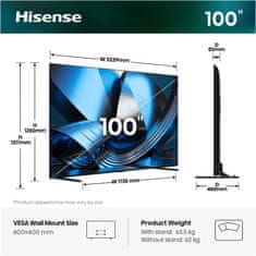 Hisense 100U7SE 4K UHD televizor, VIDAA Smart OS