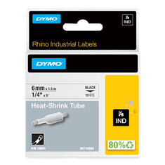 Dymo 18051 (S0718260) Rhino termo skrčljiva cevka D1 črna na belo 6 mm x 1,5m
