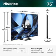 Hisense 75U7SE 4K UHD televizor, VIDAA Smart OS