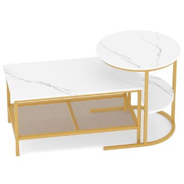 Northix 2-delni komplet klubskih mizic, umetni marmor, kovinski okvir, 50 kg nosilnost
