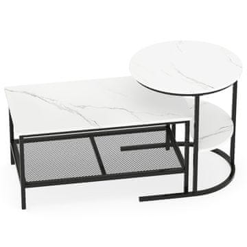 Northix 2-delni komplet klubskih mizic, imitacija marmorja, kovinski okvir, 50 kg nosilnost