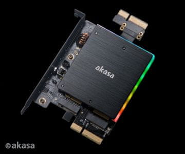 Akasa dvojni adapter M.2 na PCIex z RGB hladilnikom