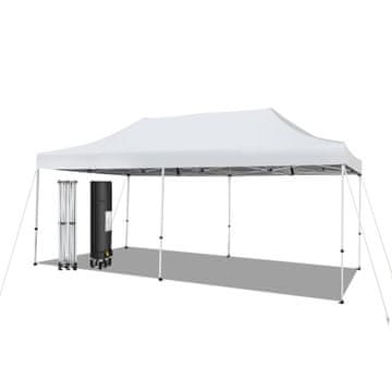 Northix 600x300 cm pop-up šotor z baldahinom, Instant senčnik s kolesi, za 16-20 oseb, bela
