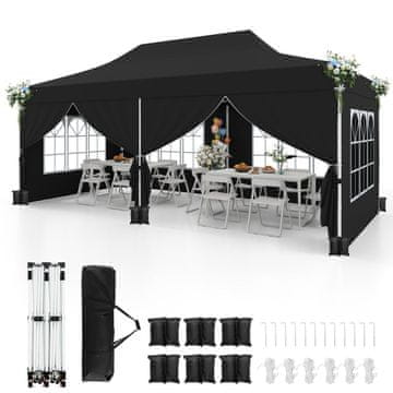 Northix 3 x 6 m pop-up šotor z odstranljivimi stenami, črn