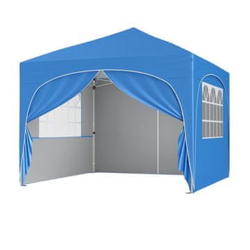 Northix 3x3 m pop-up šotor z baldahinom, 4 odstranljive stene, moder