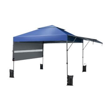 Northix Pop-up šotor z baldahinom 300 x 537 x 270-290 cm, modra, z dvojnimi platnenimi strehami