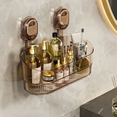 HOME & MARKER® Polica za prho z vakuumskimi priseski, brez vrtanja, močna nosilnost, vodoodporna | LUXSHELF